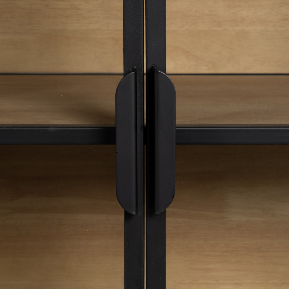 APARADOR VITRINA DM-METAL NEGRO - NATURAL 150 X 38 X 80