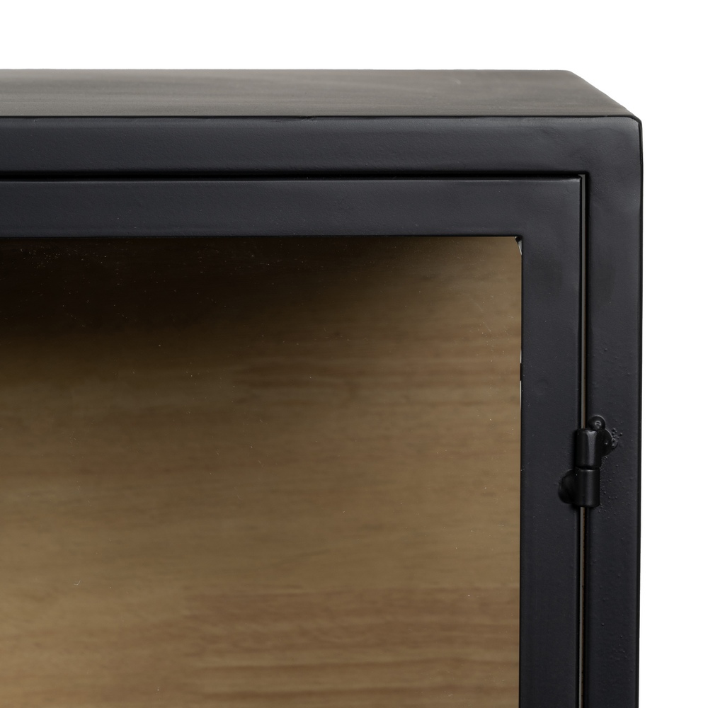 APARADOR VITRINA DM-METAL NEGRO - NATURAL 150 X 38 X 80