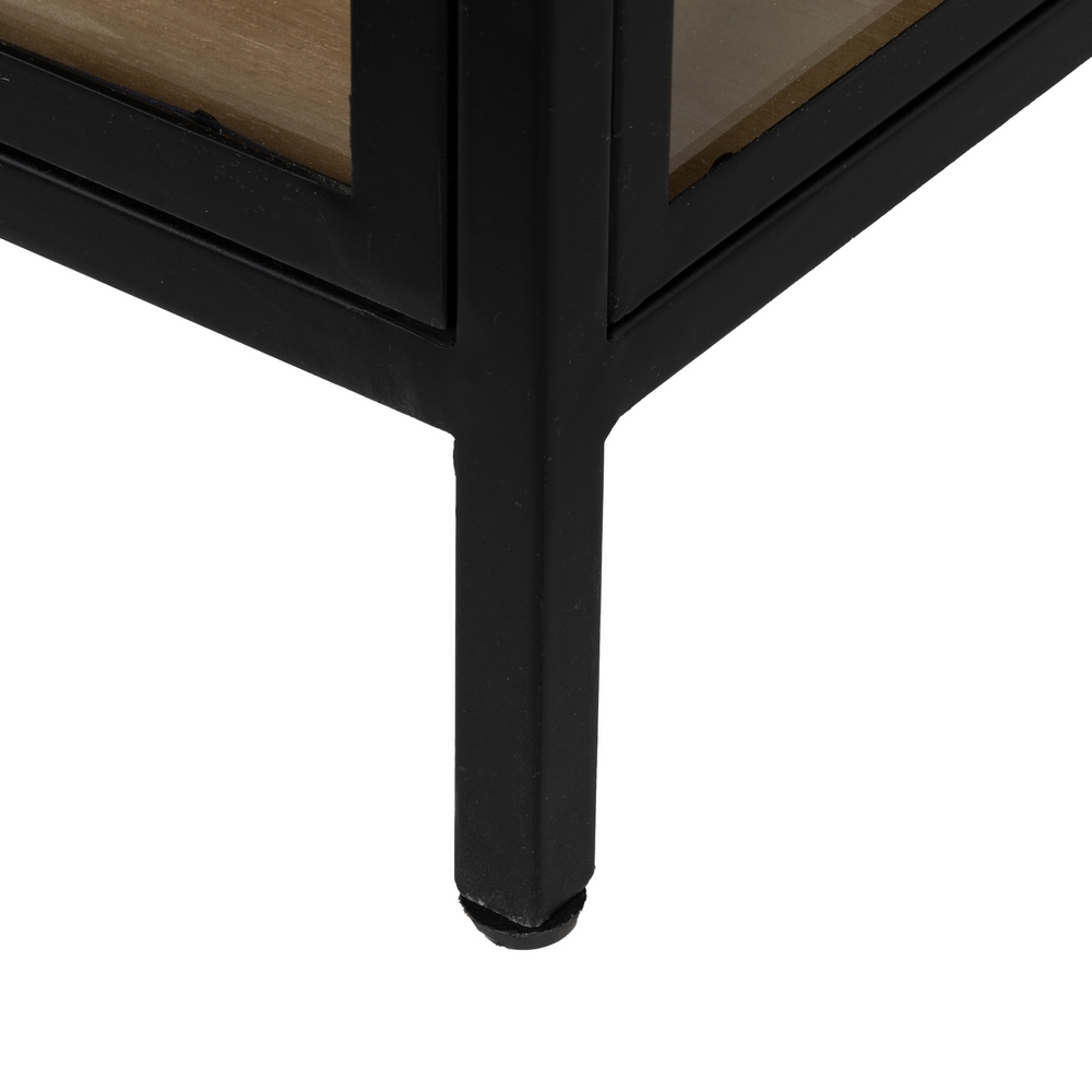 APARADOR VITRINA DM-METAL NEGRO - NATURAL 150 X 38 X 80